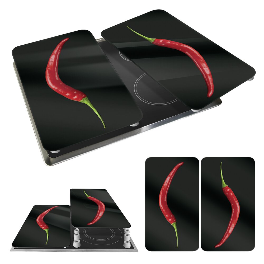 Herdabdeckplatte Universal Mod. Hot Peperoni, 2er Set  für alle Herdarten geeignet