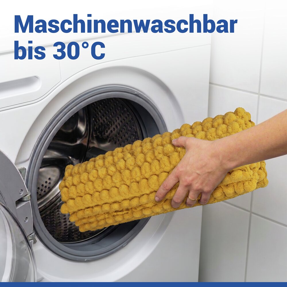 Badteppich Mod. Solivo Senfgelb, 50 x 80 cm  rutschfest und waschbar bis 30 °C