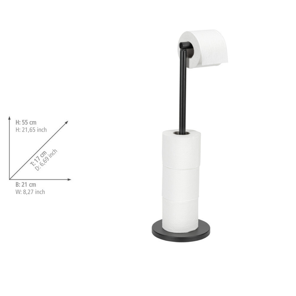 Stand Toilettenpapierhalter 2 in 1 Schwarz  mit Toilettenpapier Ersatzrollenhalter, platzsparend