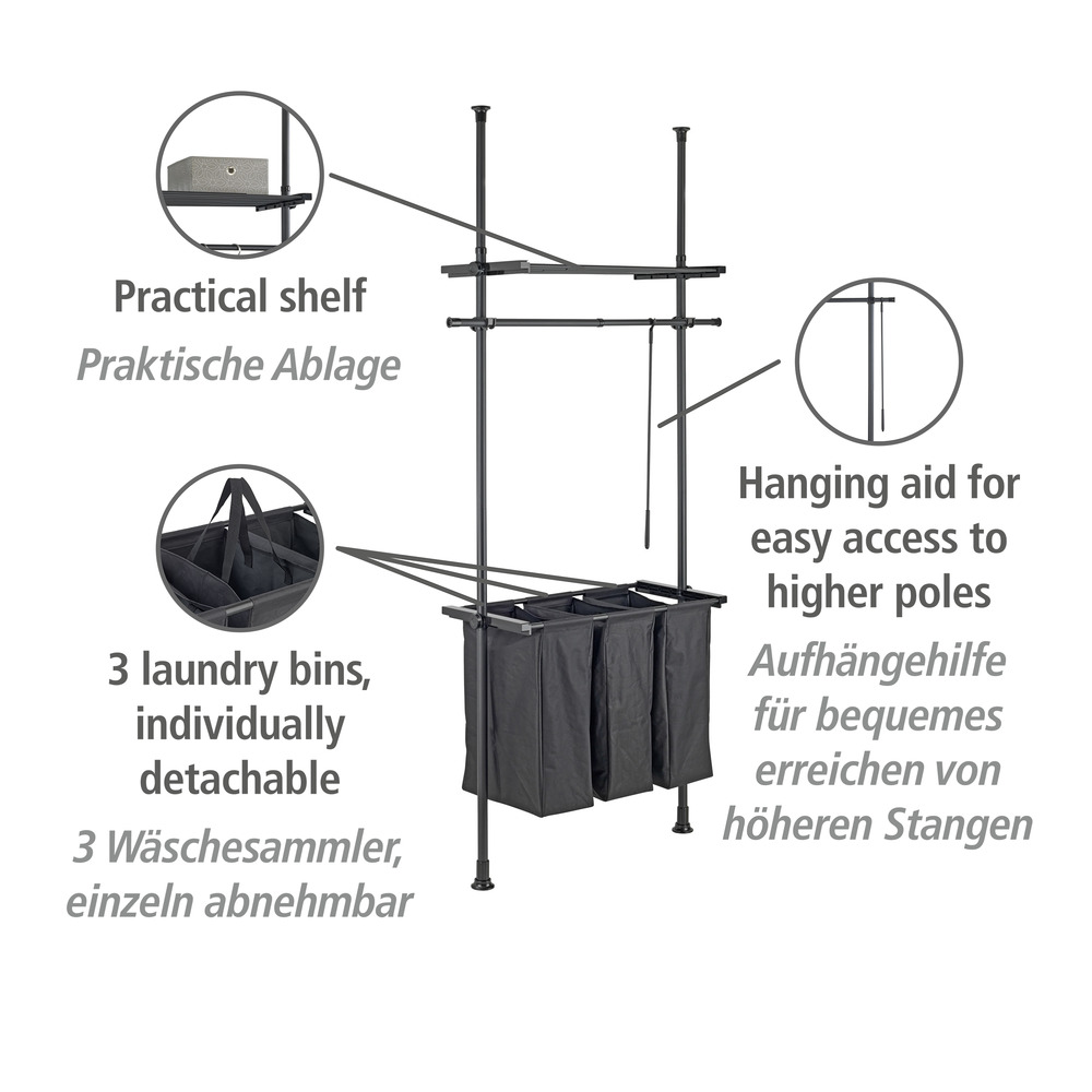 Teleskop-System Mod. Herkules Laundry Schwarz  passend zum Aufbewahrungssystem Herkules