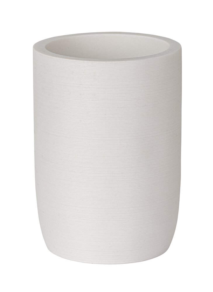Zahnputzbecher Mod. Altavalle, weiß, Polyresin, Ø 8 cm, H 10,5 cm  rutschfeste Unterseite für Stabilität