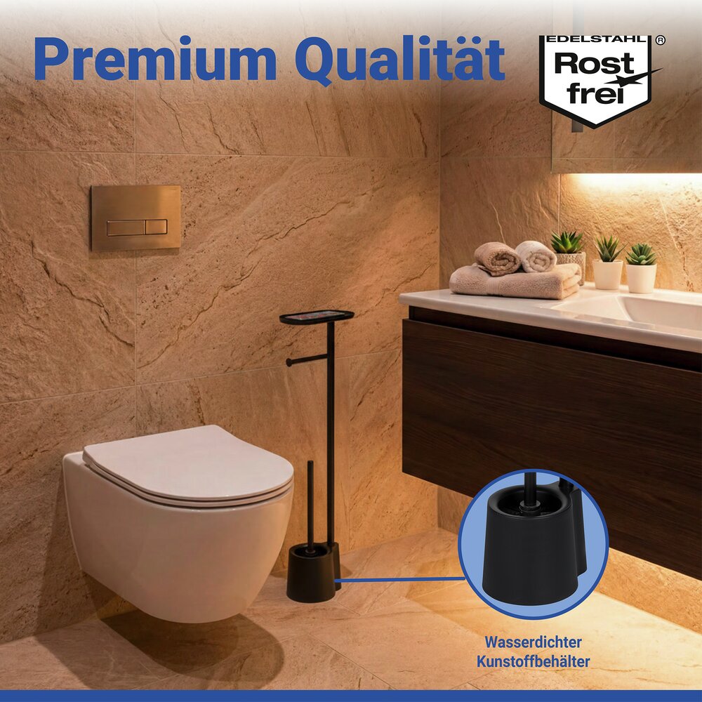 Combiné WC Mod. Albella Noir  avec tablette de rangement pratique