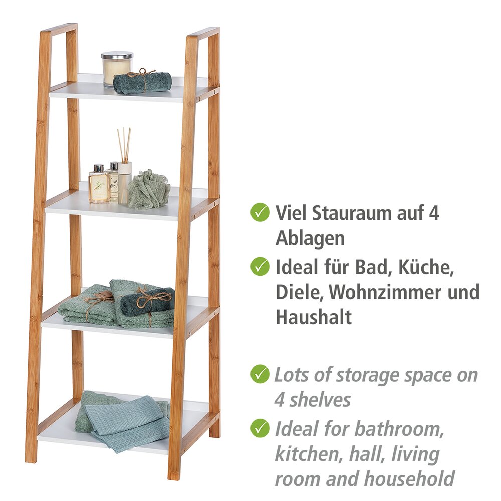 Étagère Finja, 4 niveaux  en bambou