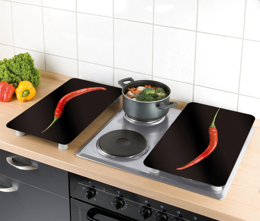 Glasabdeckplatte Universal Hot Peperoni, 2er Set  für alle Herdarten