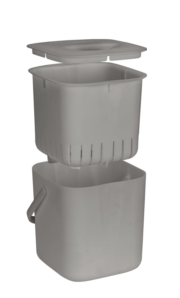 Abfallsammler Mod. Conny, grau, Kunststoff, 3 L, 18 x 18 x 19 cm  herausnehmbares Sieb, spülmaschinengeeignet
