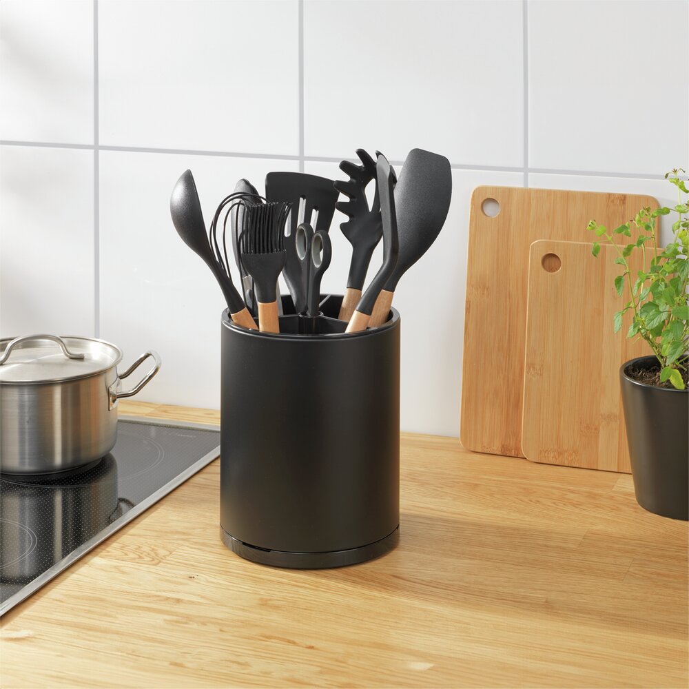 Porte-ustensiles Mod. Premium XL, Noir  pour jusqu'à 18 ustensiles de cuisine
