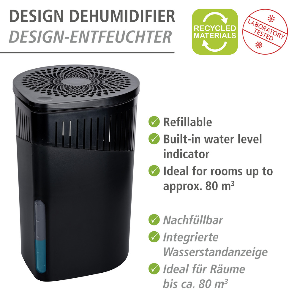 Raumentfeuchter Mod. Drop Schwarz 1000 g   für Räume bis ca. 80m³