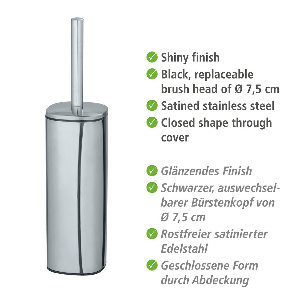 WC-Garnitur Mod. Alassio, glänzend  WC-Bürstenhalter aus Edelstahl