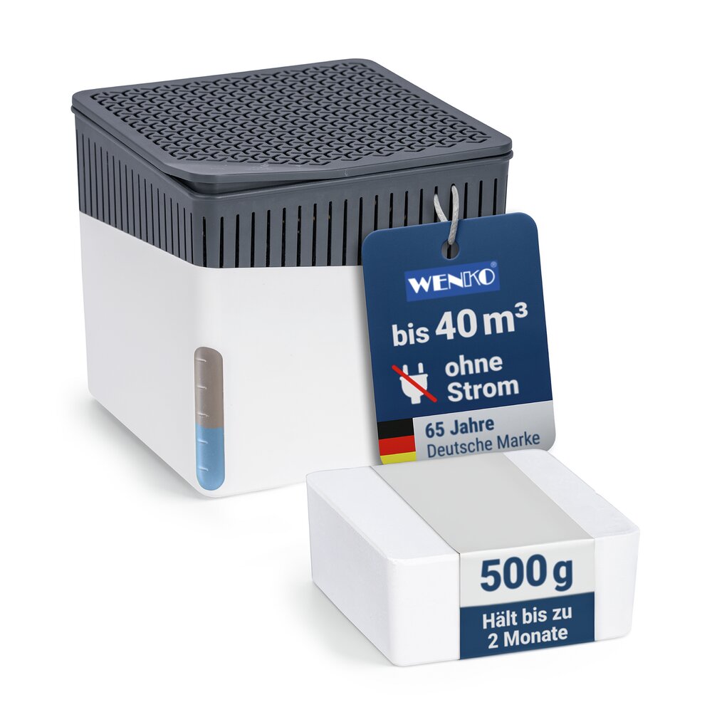 Raumentfeuchter Mod. Cube Weiß 500 g  beugt Schimmel und Gerüchen vor