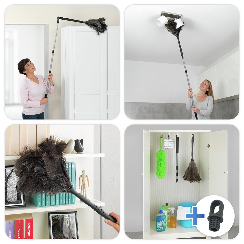 Straußenfeder Staubwedel inkl. Stiel  knickbar