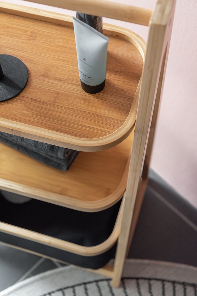 Étagère avec panier Ecori  bambou certifié FSC®, polyester recyclé