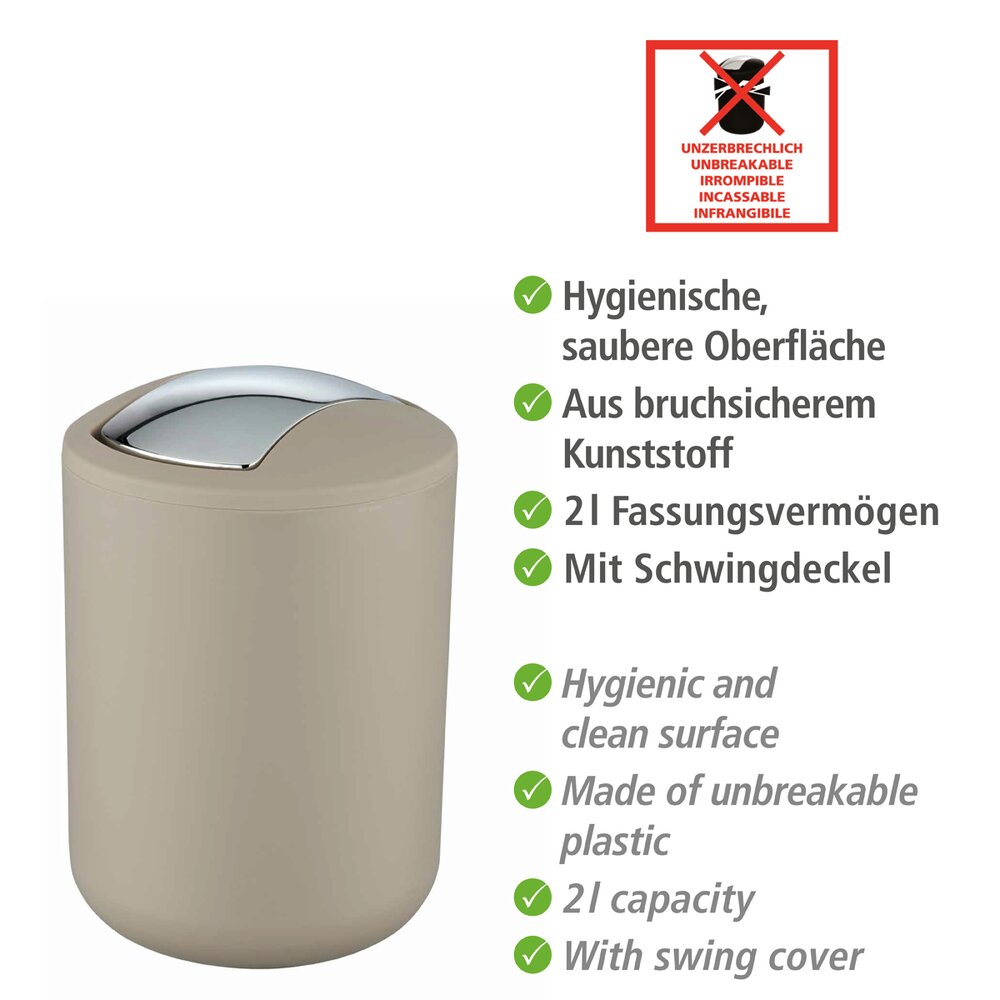 Schwingdeckeleimer Mod. Brasil S Taupe, 2 Liter  2 Liter
