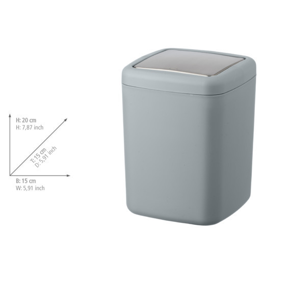 Schwingdeckeleimer Mod. Barcelona S Grau  Spezialkunststoff, absolut bruchsicher, 3 Liter