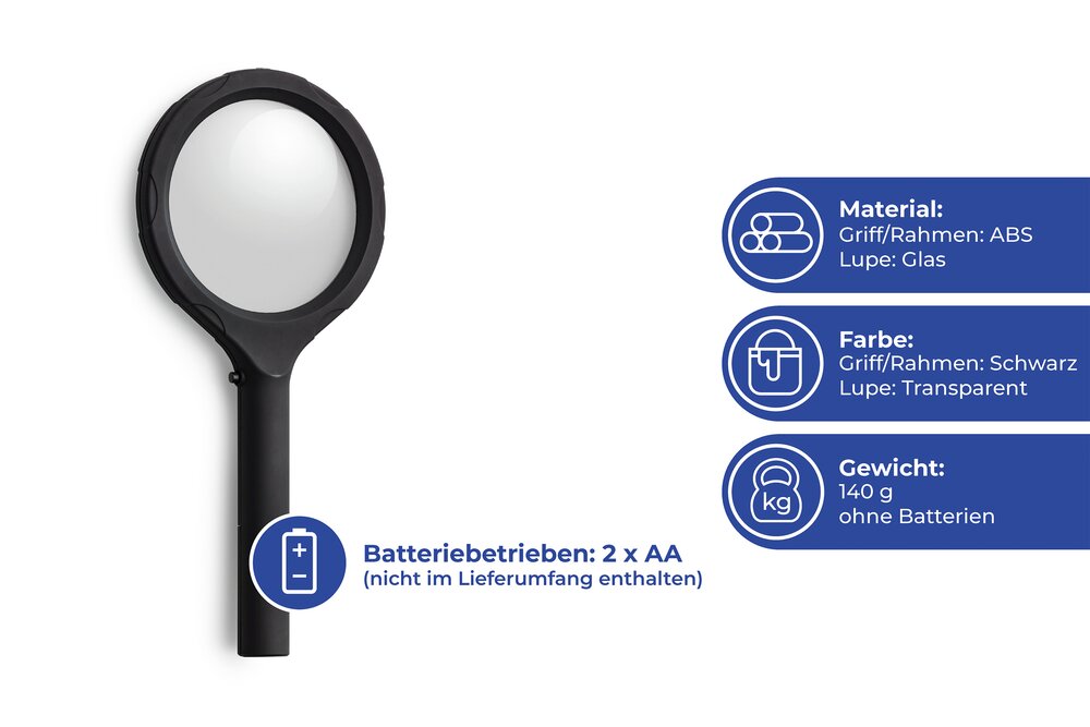 Lupe mit LED Beleuchtung 1er  mit 6 superhellen LEDs