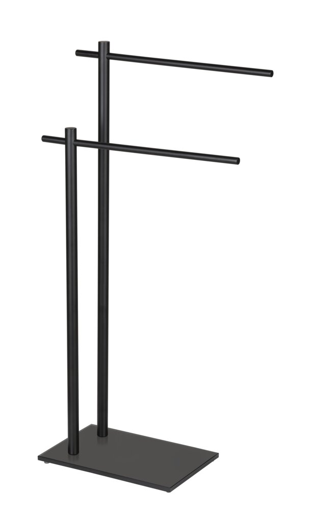 Handtuchständer Mod. Resera, schwarz, Stahl, 42x82x20 cm  mit Sicherheitsglas-Bodenplatte