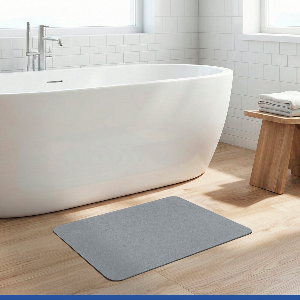 Tapis de bain Diatomite Mod. Simi Gris, 60 x 39 cm  séchage rapide et antidérapant