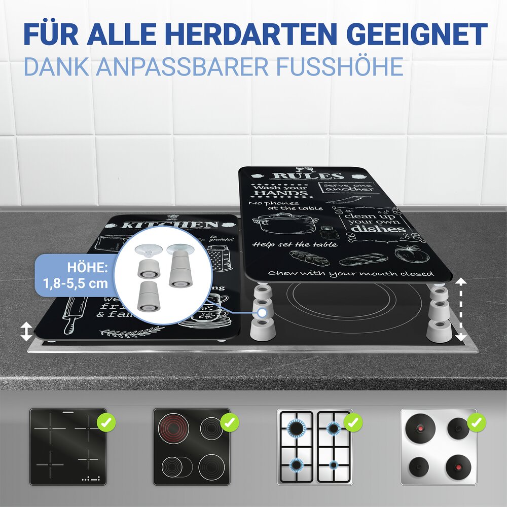 Plaque de Recouvrement Universelle Mod. Kitchen Rules, set de 2  pour tous les types de cuisinières