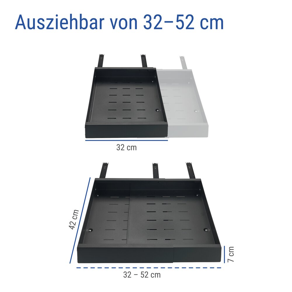 Teleskop-Schublade schwarz, 2er Set  ausziehbar