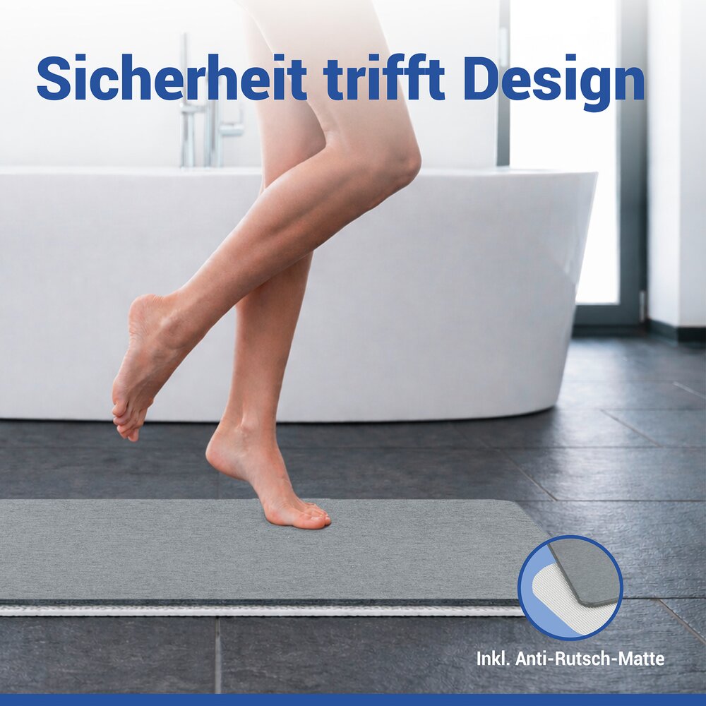 Diatomiet badmat mod. Simi grijs, 80 x 50 cm