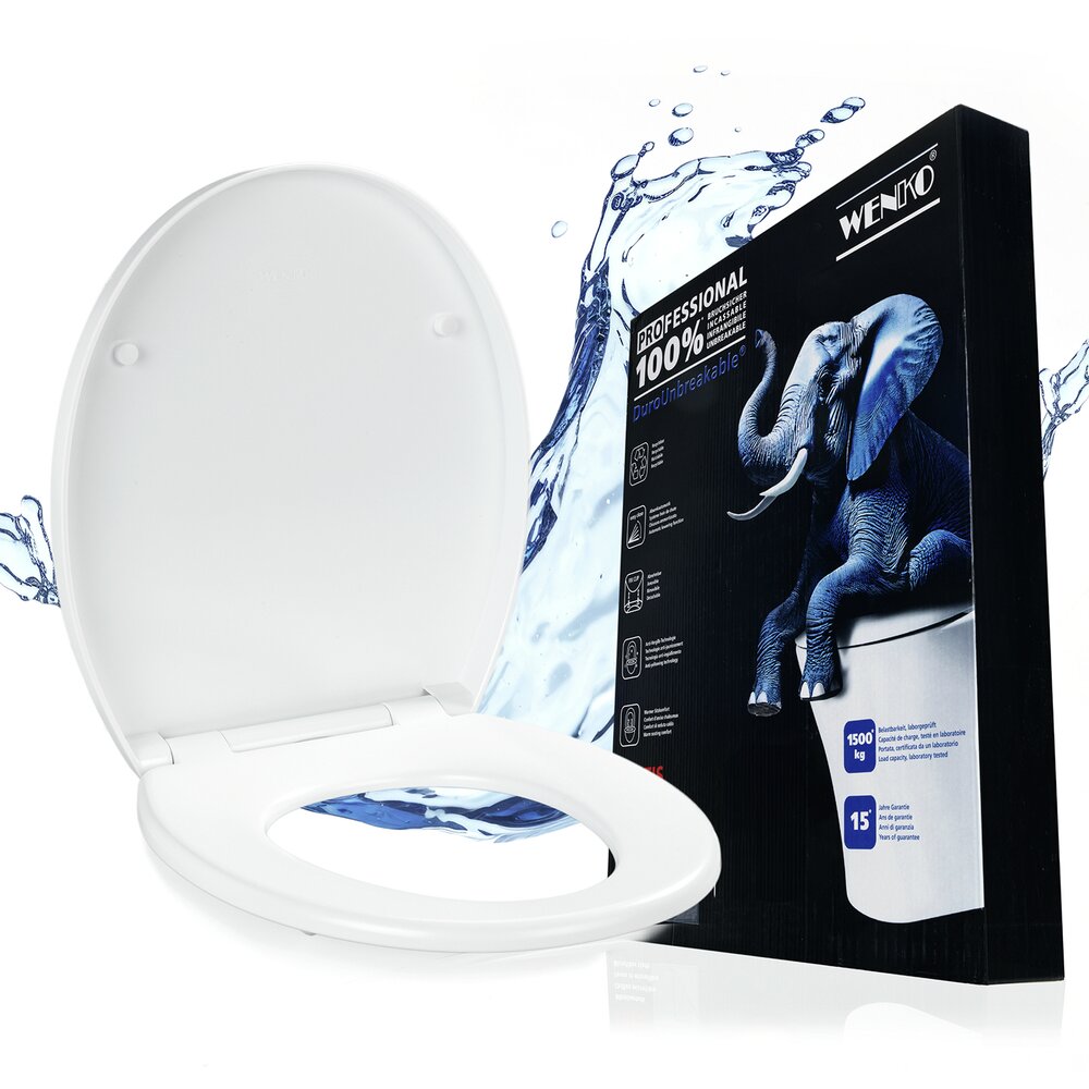 WC-Sitz Mod. Crevada DuroUnbreakable®, Weiß  100 % bruchsicher, mit Absenkautomatik
