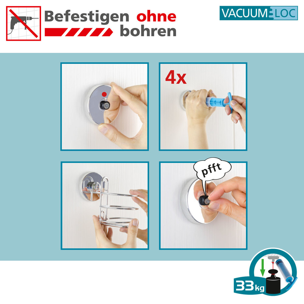 Mod. Vacuum-Loc® Haken, 4er Set  4er Set, Befestigen ohne bohren