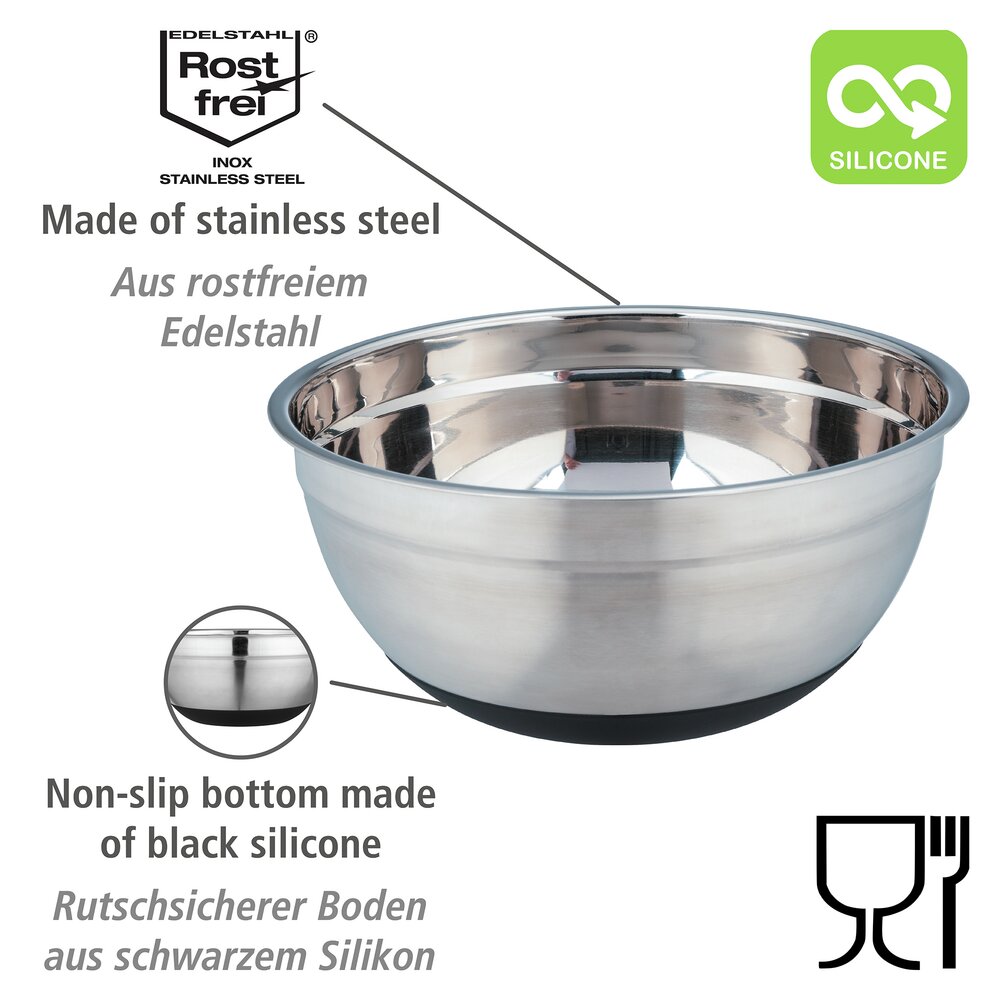 Bol en acier inoxydable avec base en silicone antid  avec dessous antid