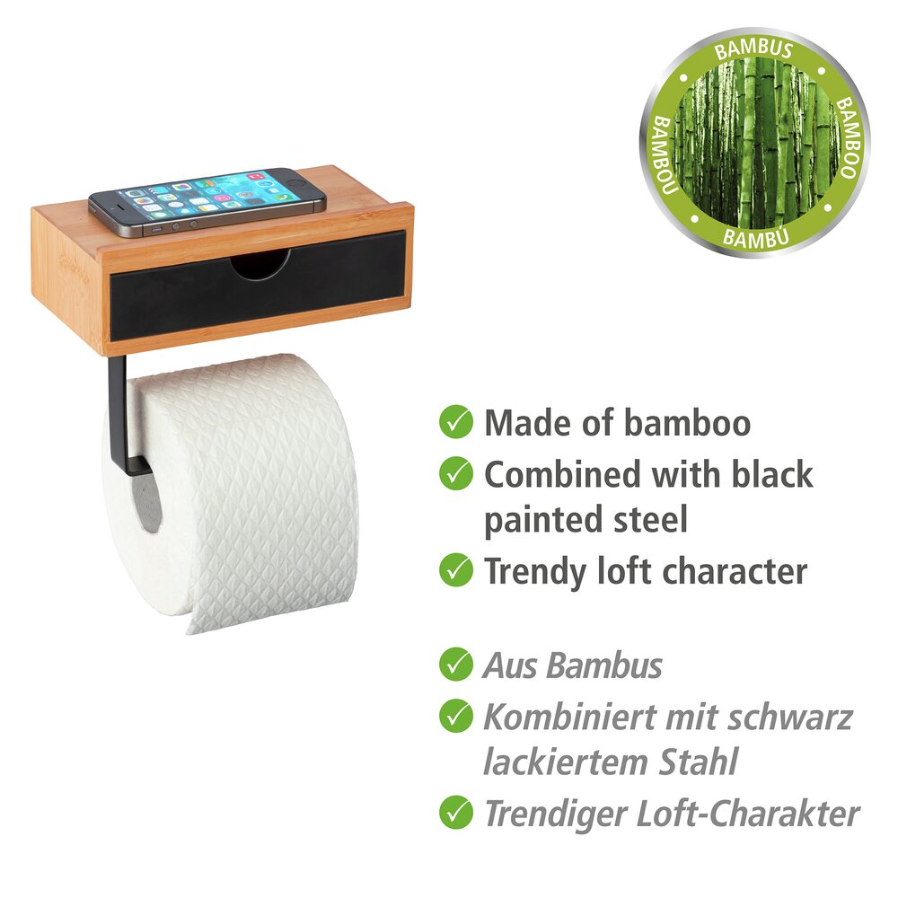 Toiletrolhouder met lade Mod. Bambusa