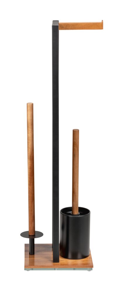 Combiné WC Rivalta Acacia  en acier laqué noir et en bois d'acacia certifié FSC®