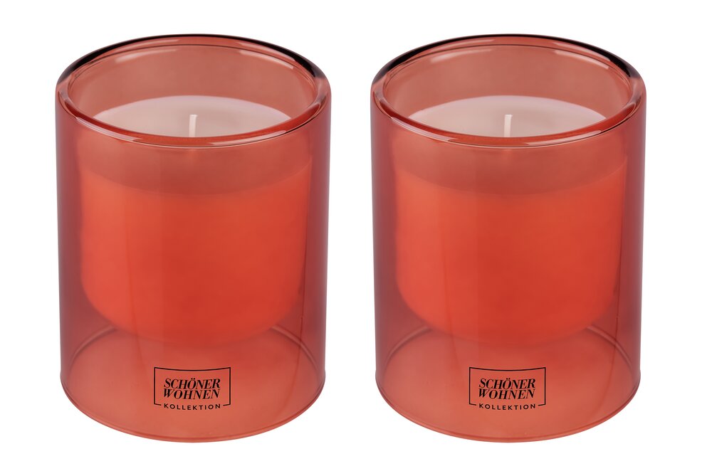 Collection SCHÖNER WOHNEN Bougie parfumée Mod. Sandalwood L, lot de 2  Durée de combustion : 45 - 55 heures