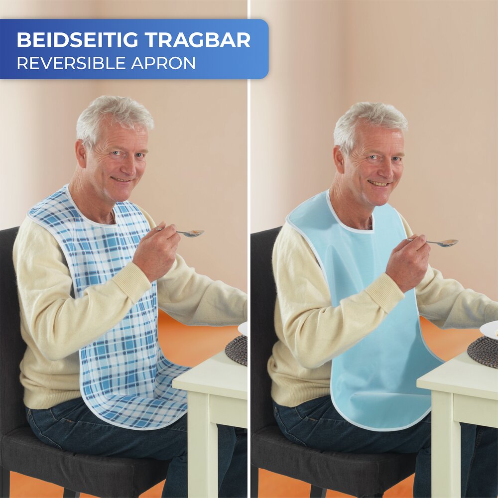 Speiseschürze, blau kariert  waschbar bis 60 °C