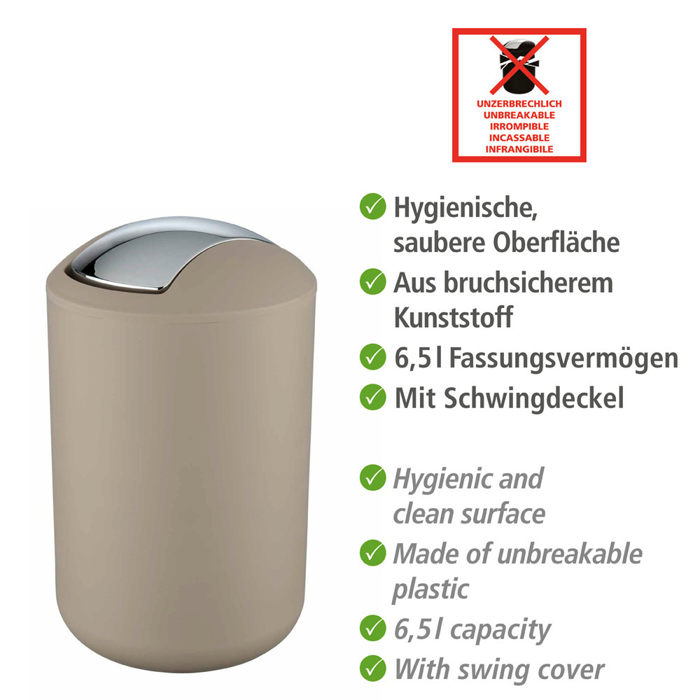 Schwingdeckeleimer Mod. Brasil L Taupe, 6,5 Liter  6,5 Liter