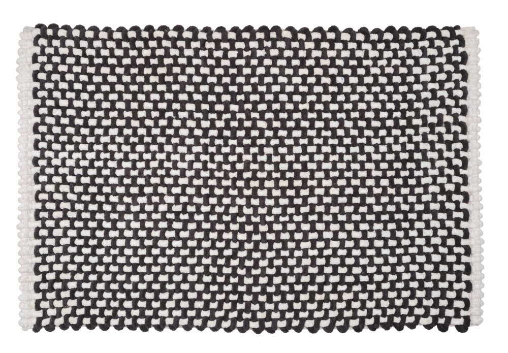 Badteppich Mod. Covelo, weiß-anthrazit, Polyester/Baumwolle, 50x80 cm  rutschhemmend und schnelltrocknend
