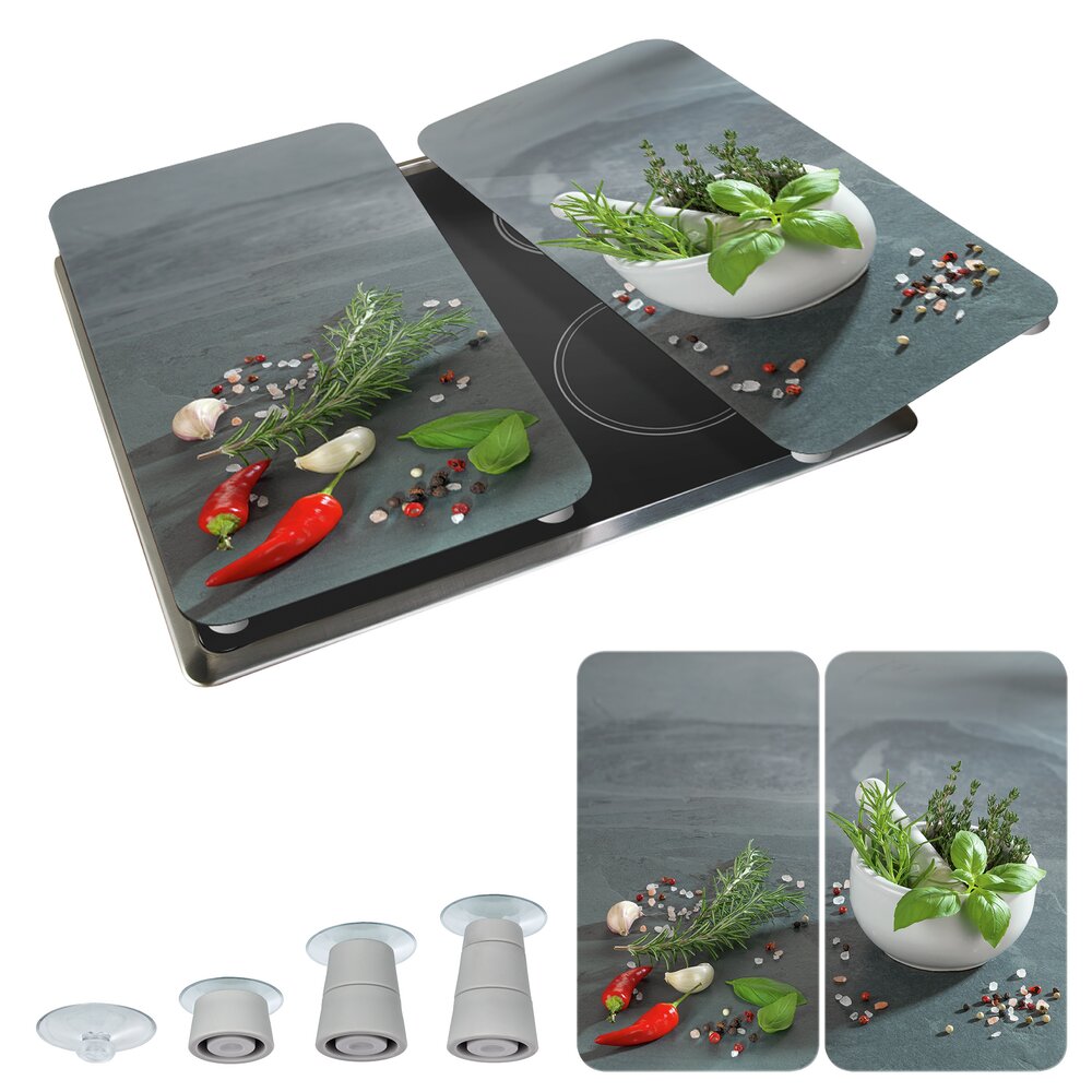 Herdabdeckplatte Universal Mod. Kräuterküche, 2er Set  für alle Herdarten geeignet