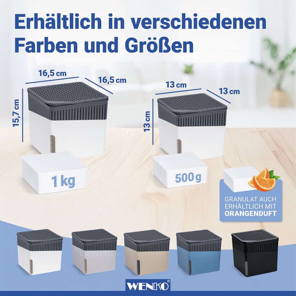 Raumentfeuchter Mod. Cube Weiß 500 g, 2er Set  beugt Schimmel und Gerüchen vor
