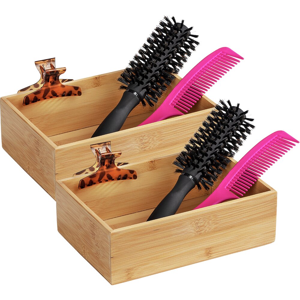 Badkamerplank Mod. Terra L, bruin, bamboe, 22x7x15 cm, set van 2