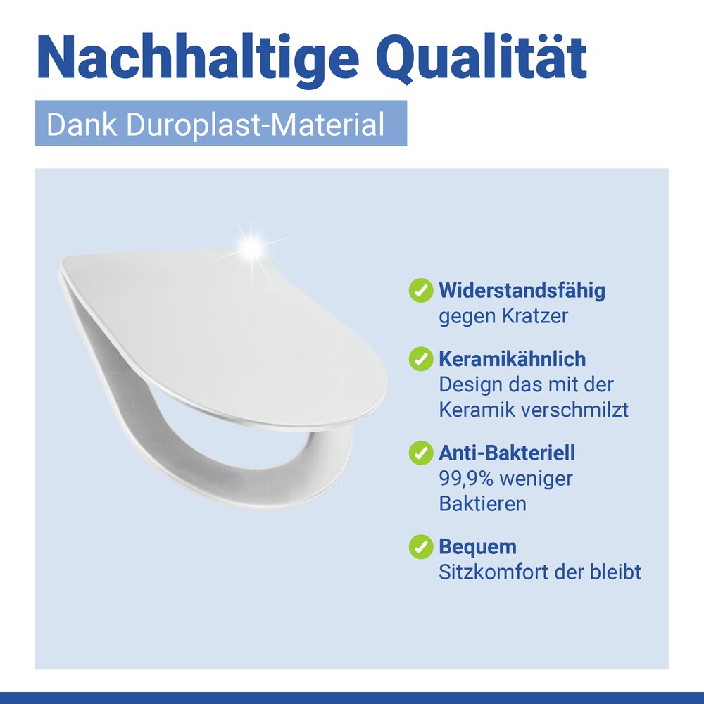WC Sitz Mod. Galati Weiß matt  Toilettendeckel in D-Form mit Absenkautomatik