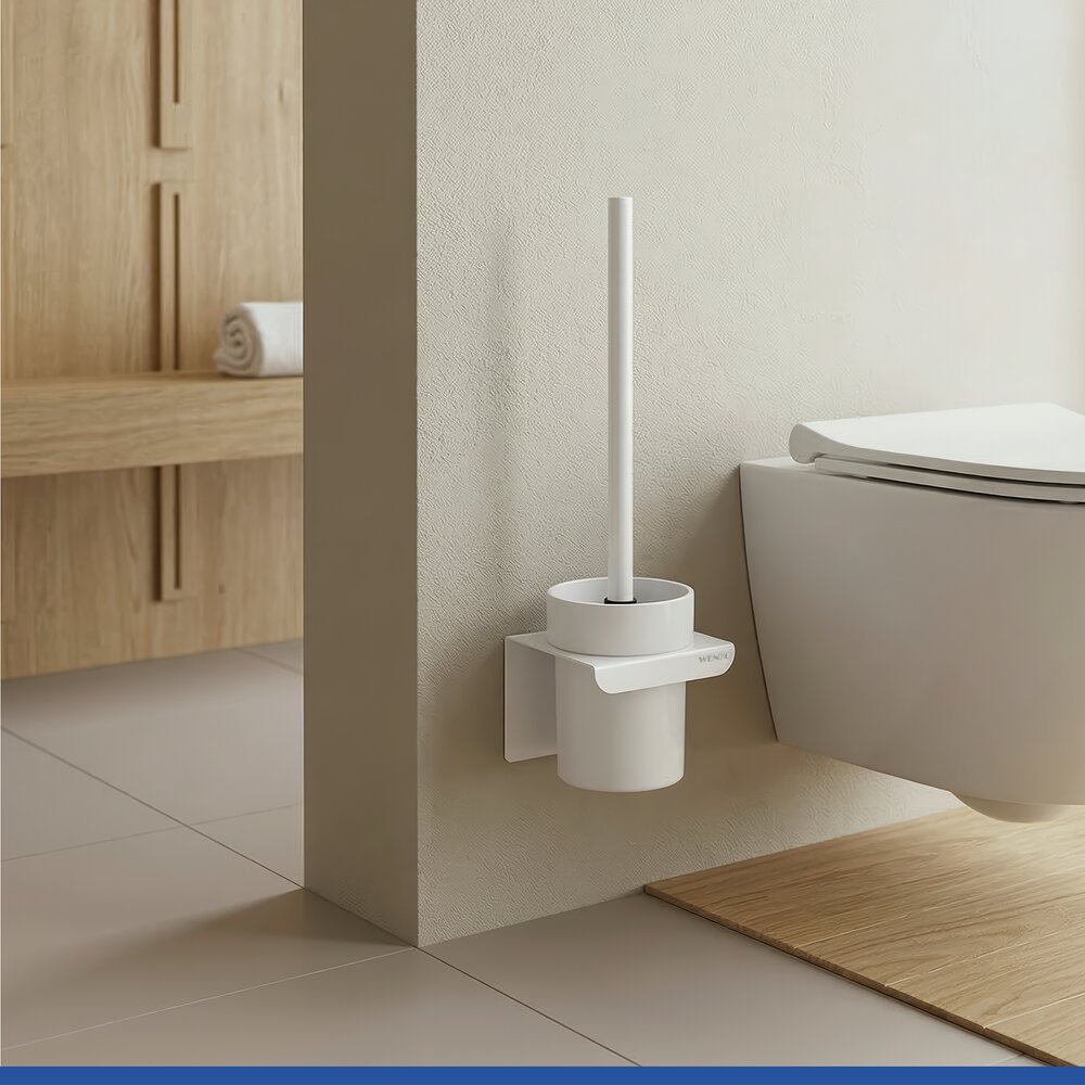 Turbo-Loc® WC-Garnitur Mod. Lizan Weiß  mit Silikon-Bürstenkopf, Befestigen ohne Bohren