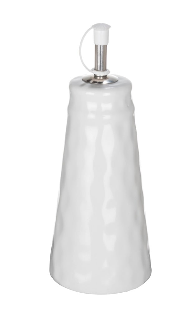 Ölspender Mod. ADELLE, weiß, 0,325 l, Keramik, Edelstahl, 20x8 cm  luftdichte Aufbewahrung, Edelstahl Ausguss