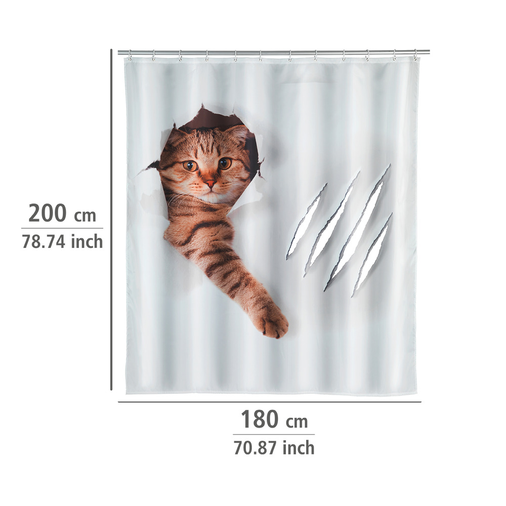 Duschvorhang Mod. Cute Cat  Polyester, 180 x 200 cm, waschbar