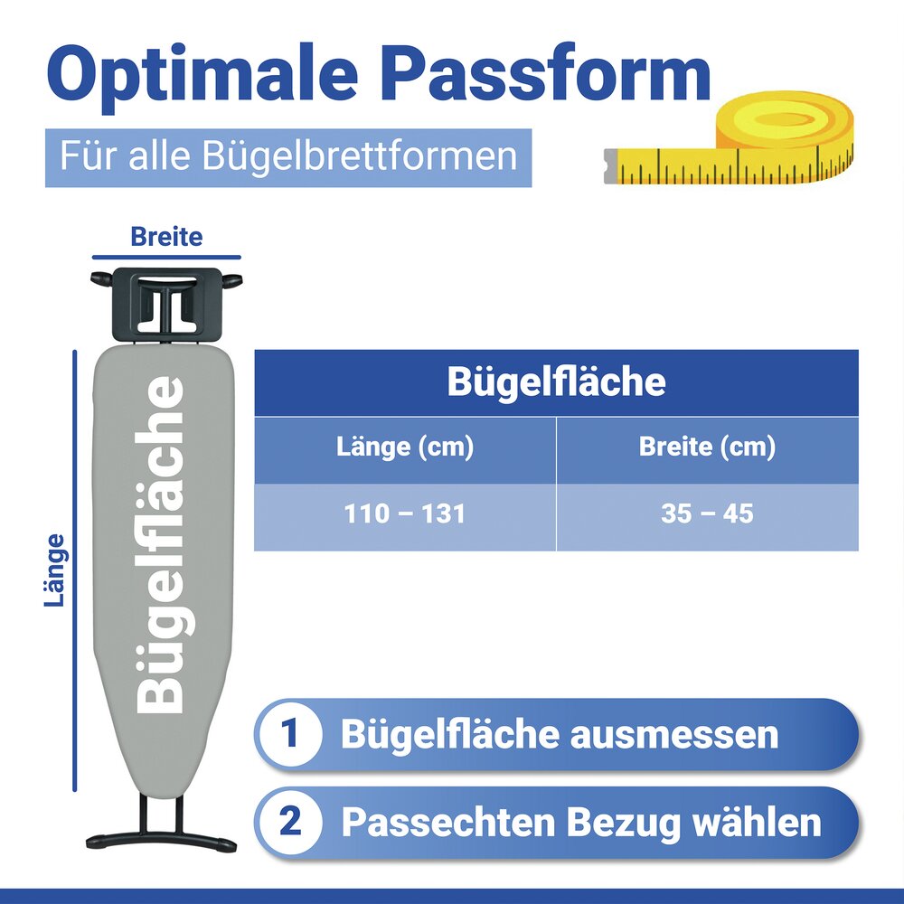 Bügelbrettbezug Mod. Keramik M, Kreise  passend bis 131 x 45 cm, bis zu 70 % Zeitersparnis