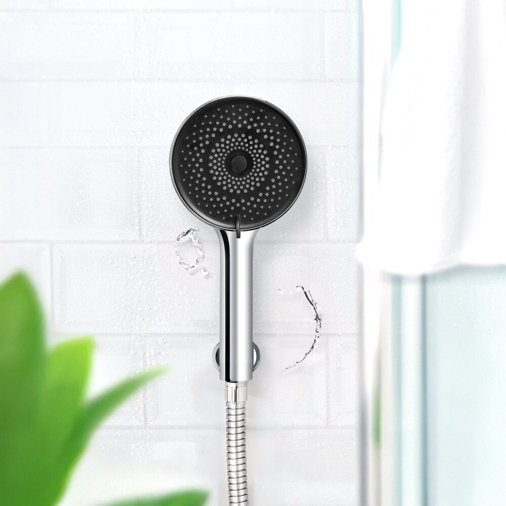 Pomme de douche Mod. Softwater Ø12 cm, chromé/noir, plastique  avec 3 types de jets