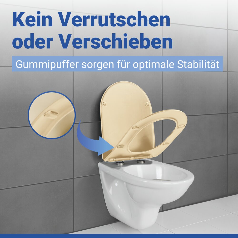 WC Sitz Mod. Galati Beige matt  Toilettendeckel in D-Form mit Absenkautomatik