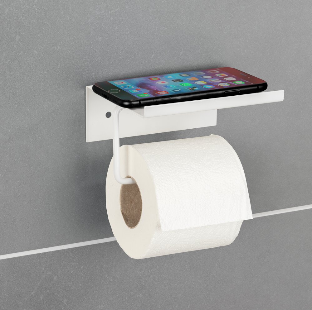 Toilettenpapierhalter Mod. Desulo Weiß  mit Ablage