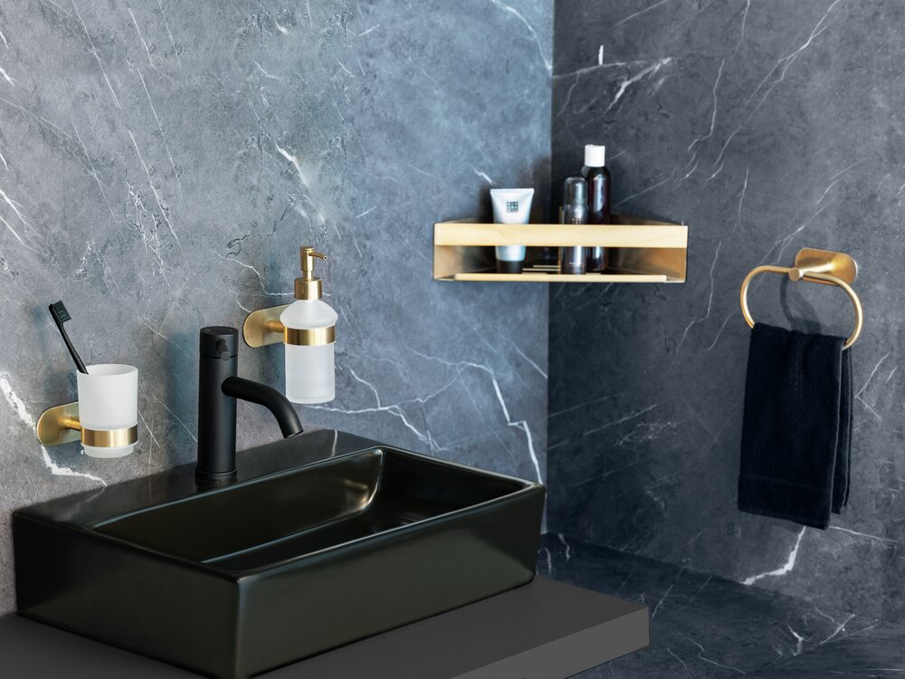 Turbo-Loc® Seifenspender Mod. Orea Gold Matt  Befestigen ohne Bohren