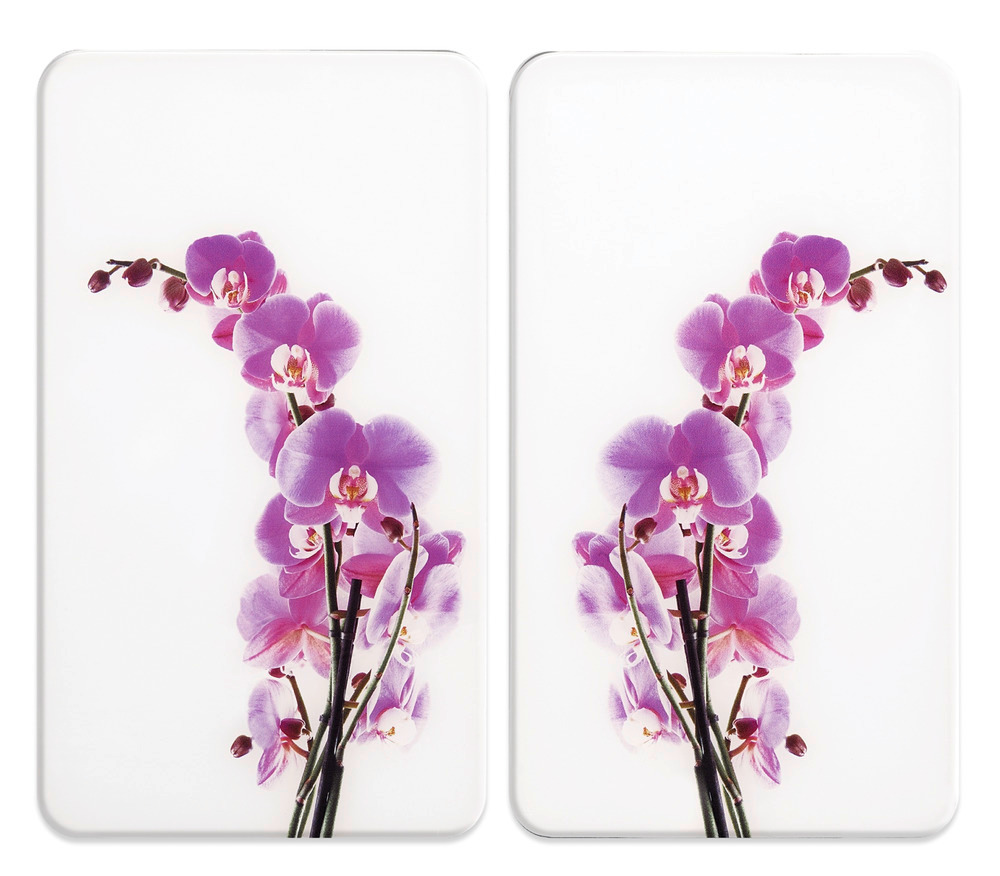 Glasabdeckplatte Universal Mod. Orchideenblüte, 2er Set  für alle Herdarten