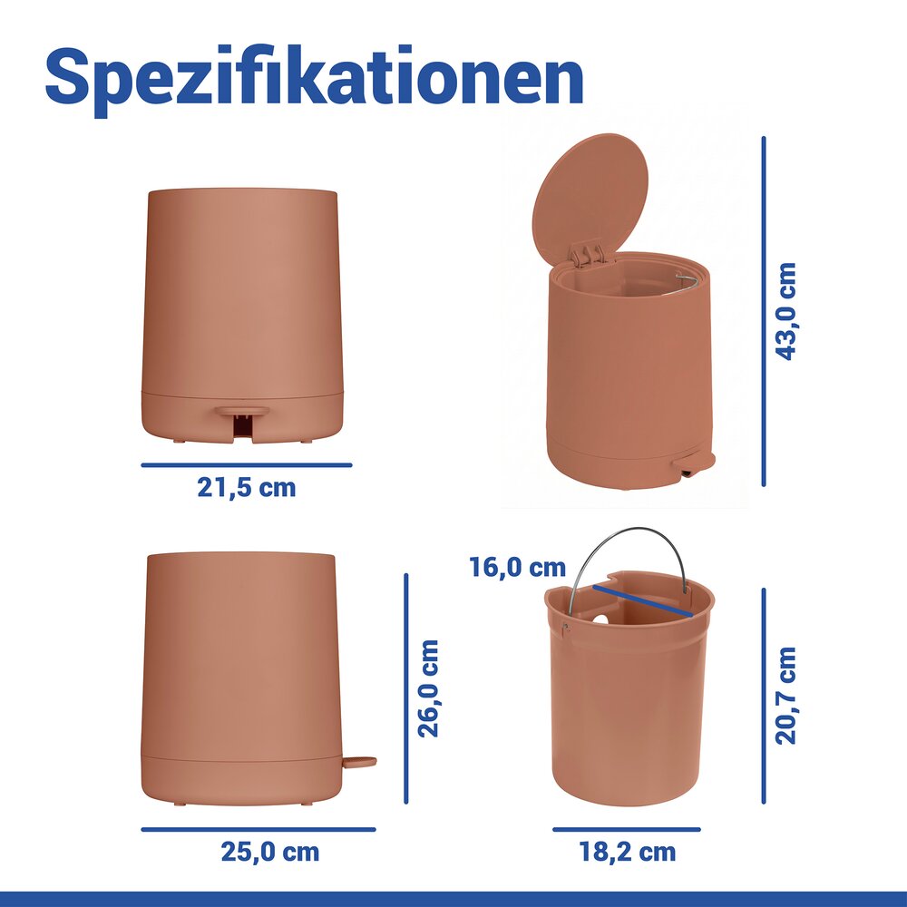Kosmetik Treteimer Mod. Fablo Braun  mit Soft-Touch-Beschichtung, 5 L