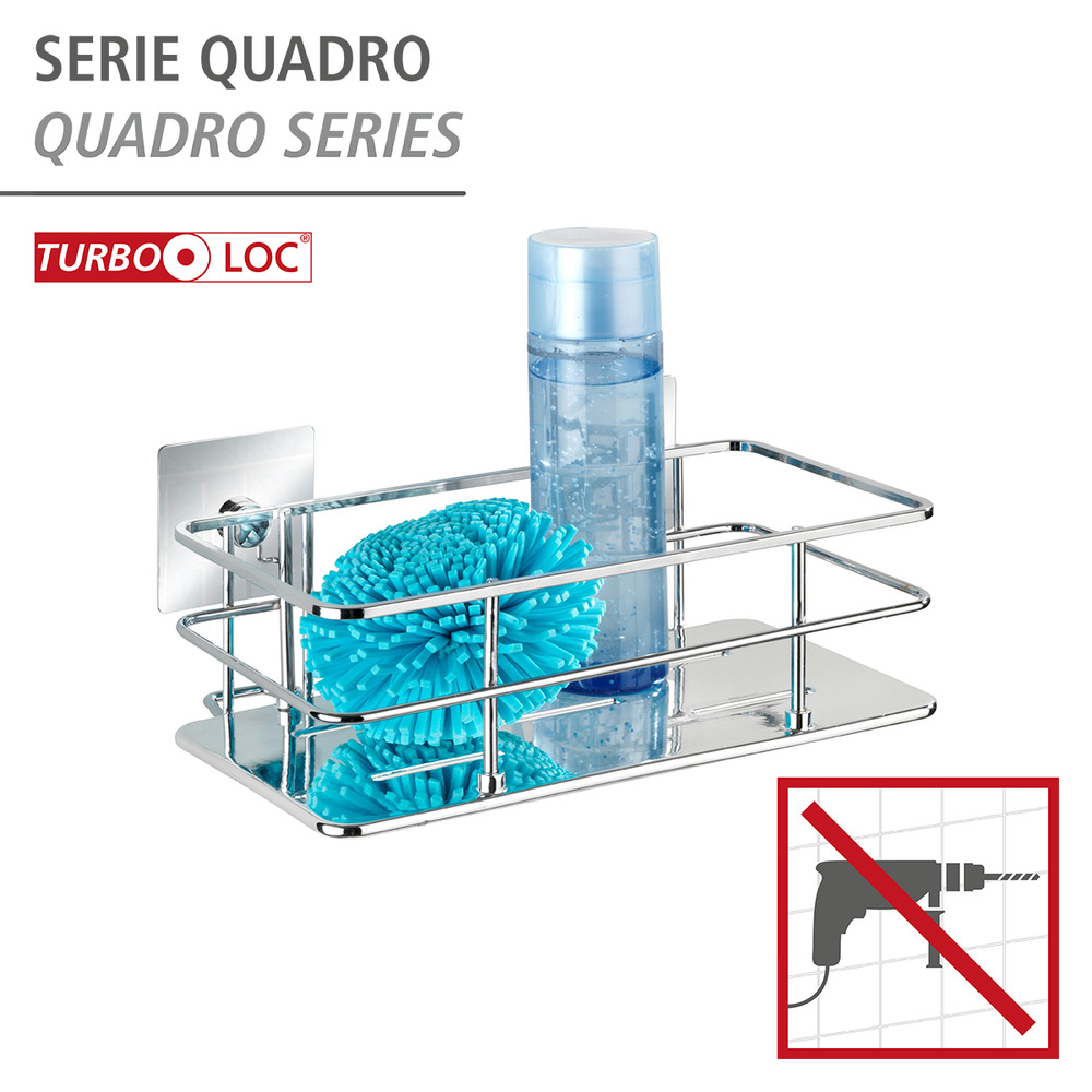 Turbo-Loc® Edelstahl Wandablage Quadro  rostfrei, Befestigen ohne bohren