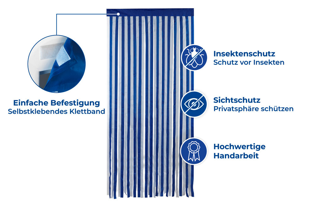 Türvorhang blau-weiß  zuschneidbar