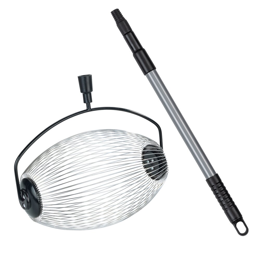 Ramasseur fruits à roulettes, noir/argent, acier inoxydable, 34x83-148x18.5 cm  rayons flexibles pour ramassage facile