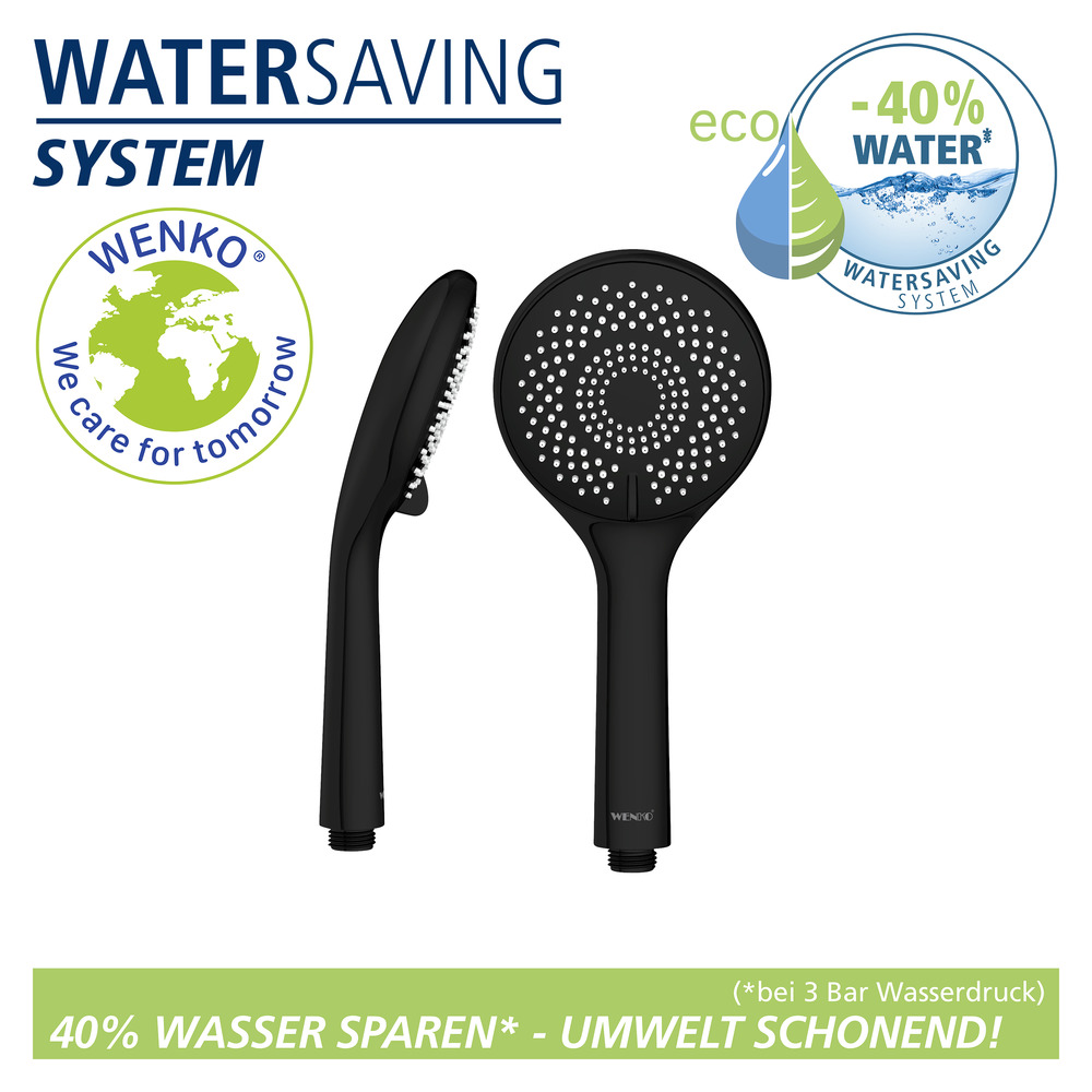 Brauseset Watersaving Schwarz  Länge Stange: 70 cm